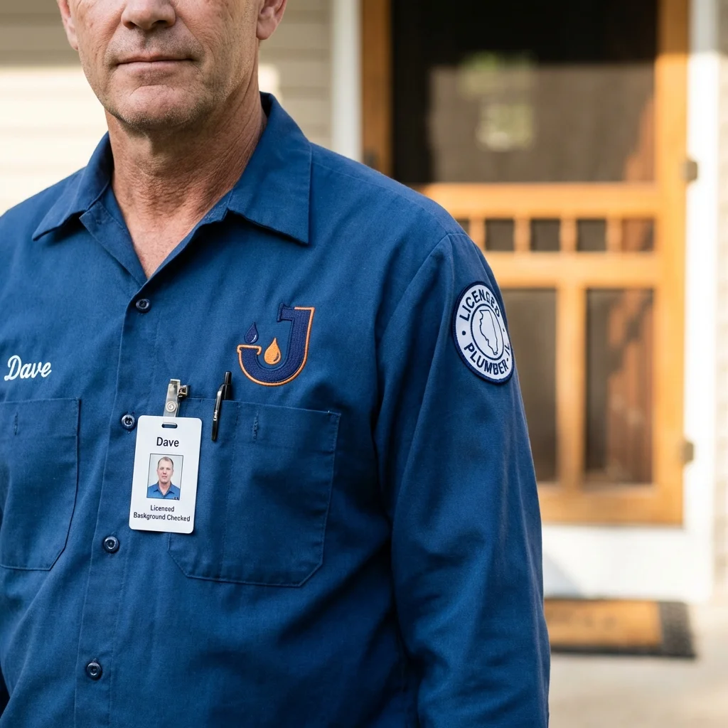 Licensed plumber showing ID badge in Sussex, NJ